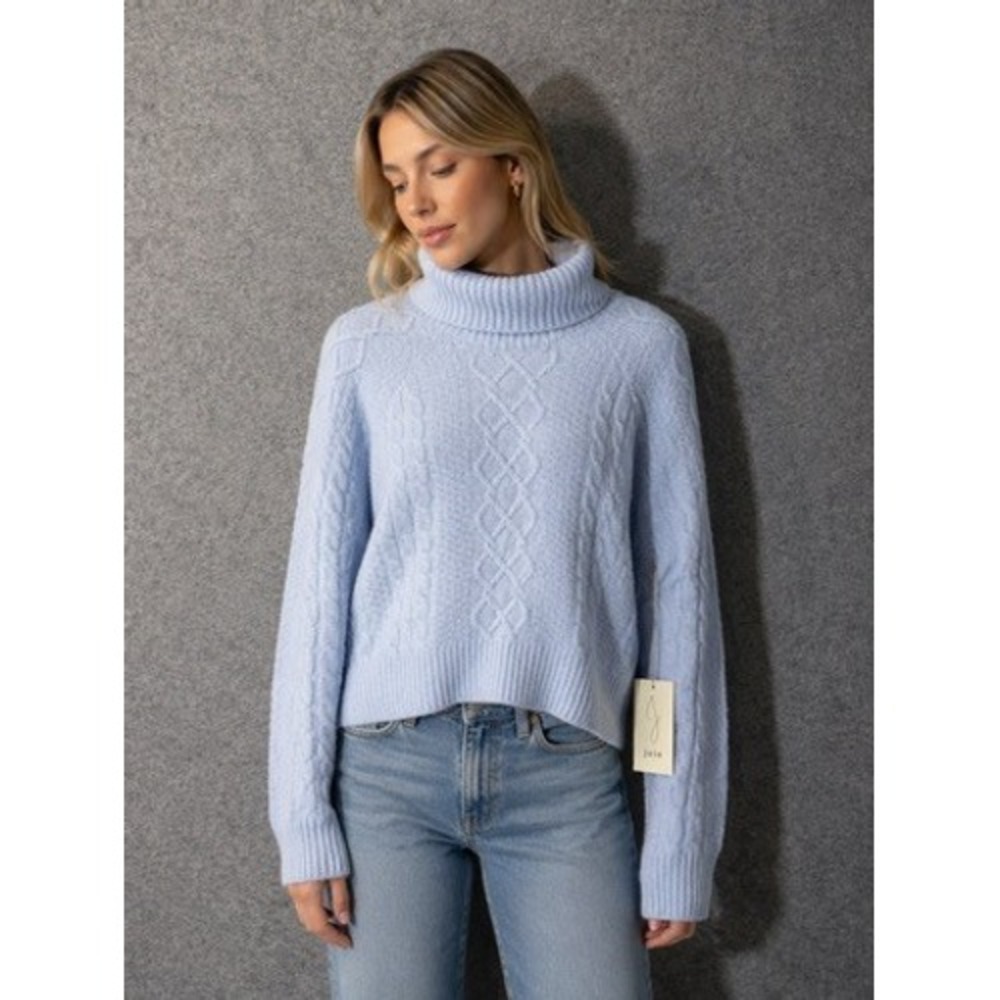Joie Womens Light Blue Cable Knit Turtleneck Sweater Size Large RN 75343